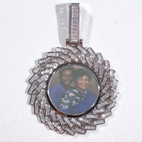 Large 3D Baguette Custom Picture Pendant