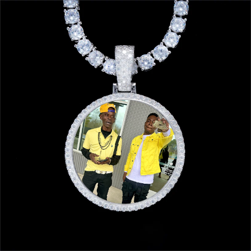925S & VVS Moissanite 3D Circle Custom Picture Pendant