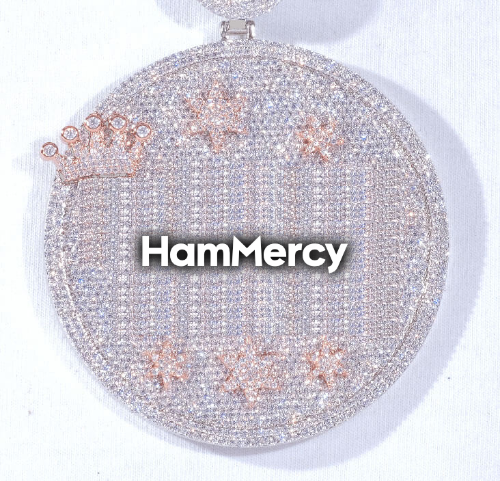 CUSTOM LETTER NECKLACE 3D BIG CROWN DISC