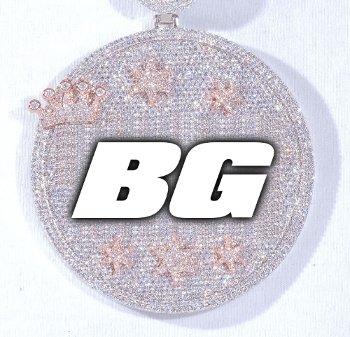 CUSTOM LETTER NECKLACE 3D BIG CROWN DISC