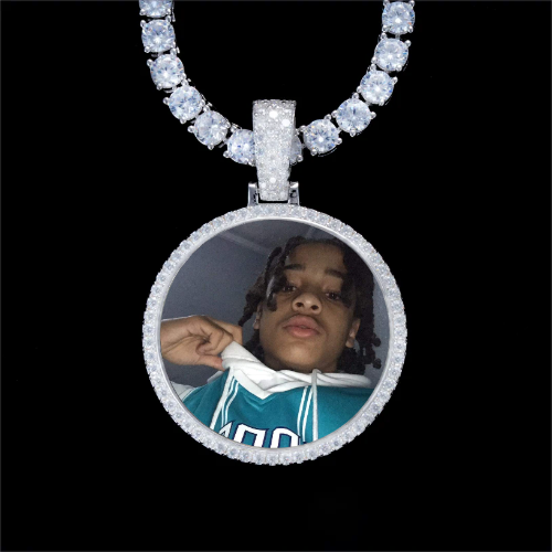 925S & VVS Moissanite 3D Circle Custom Picture Pendant