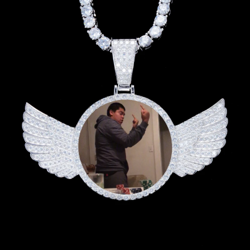 925S & VVS Moissanite 3D Wing Custom Picture Pendant