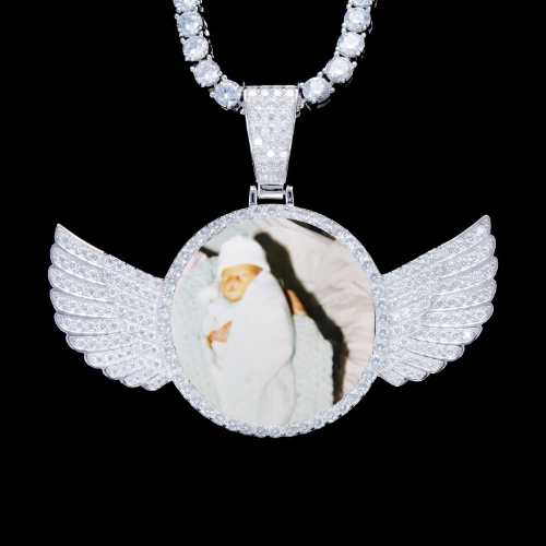 925S & VVS Moissanite 3D Wing Custom Picture Pendant