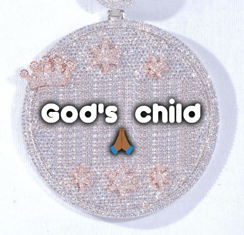 CUSTOM LETTER NECKLACE 3D BIG CROWN DISC