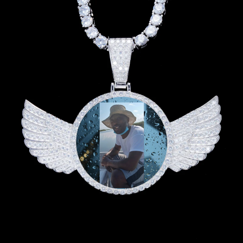 925S & VVS Moissanite 3D Wing Custom Picture Pendant