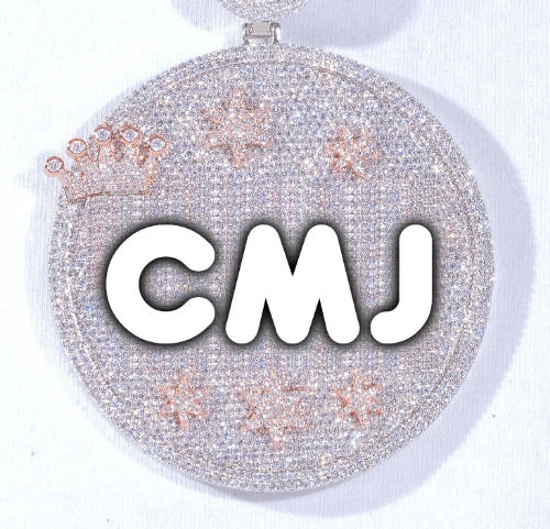 CUSTOM LETTER NECKLACE 3D BIG CROWN DISC