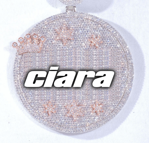 CUSTOM LETTER NECKLACE 3D BIG CROWN DISC