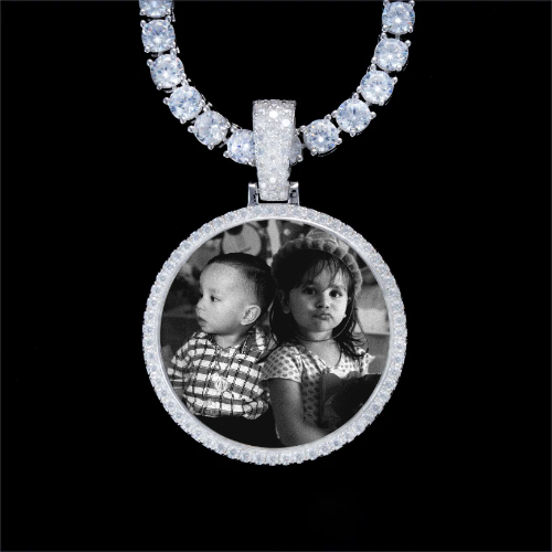 925S & VVS Moissanite 3D Circle Custom Picture Pendant