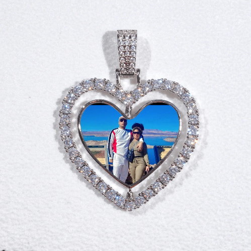 3D Spinning 2-Faced Heart Custom Picture Pendant