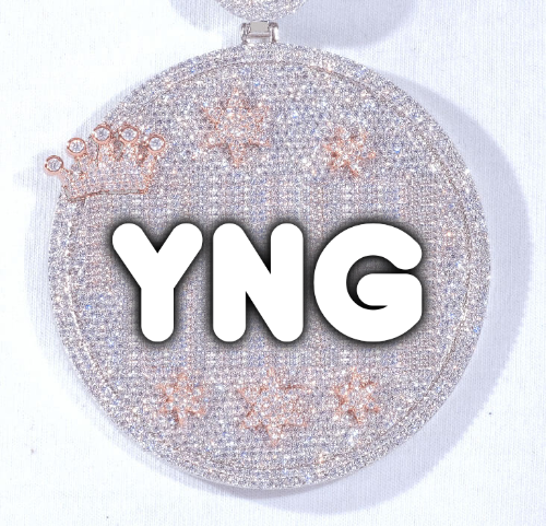 CUSTOM LETTER NECKLACE 3D BIG CROWN DISC