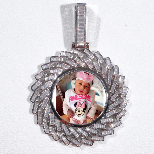 Large 3D Baguette Custom Picture Pendant