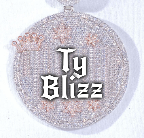 CUSTOM LETTER NECKLACE 3D BIG CROWN DISC