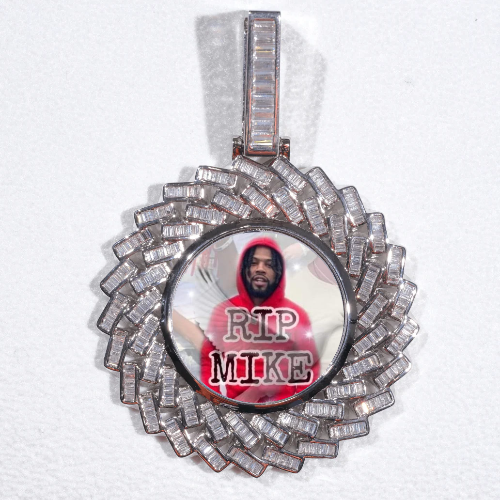 Large 3D Baguette Custom Picture Pendant