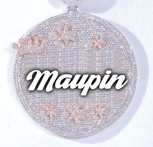 CUSTOM LETTER NECKLACE 3D BIG CROWN DISC