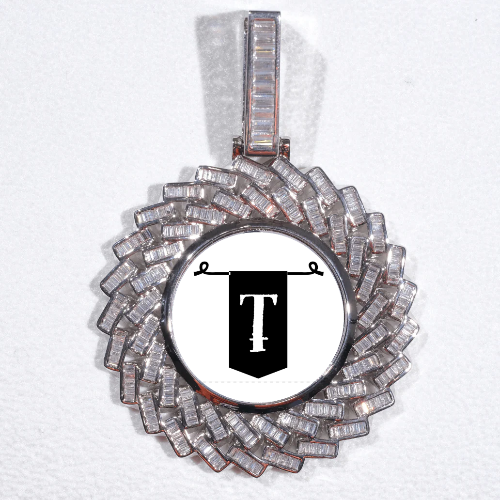 Large 3D Baguette Custom Picture Pendant