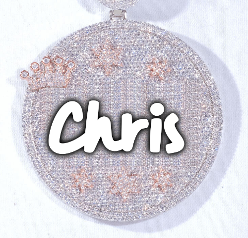 CUSTOM LETTER NECKLACE 3D BIG CROWN DISC