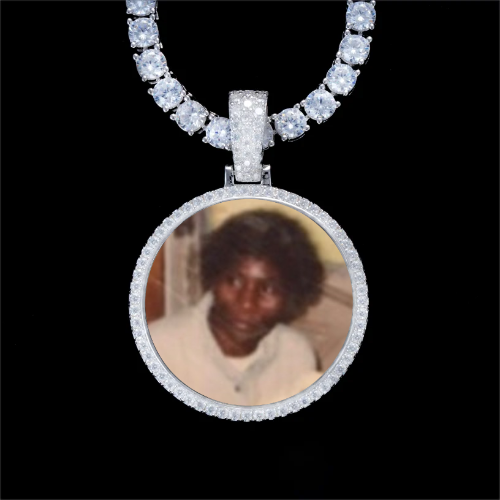 925S & VVS Moissanite 3D Circle Custom Picture Pendant