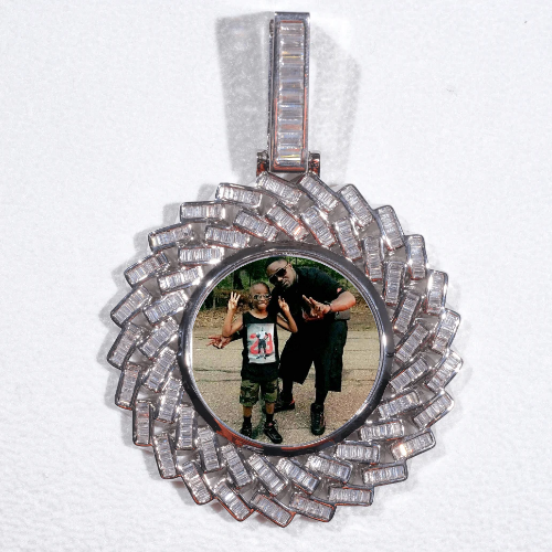 Large 3D Baguette Custom Picture Pendant