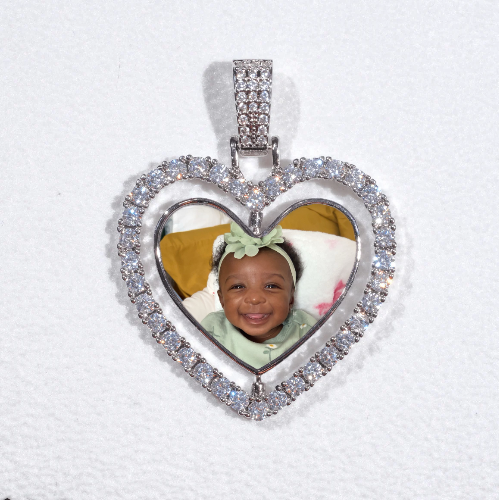 3D Spinning 2-Faced Heart Custom Picture Pendant