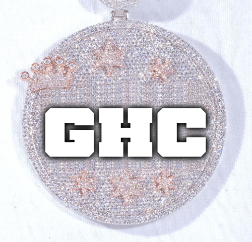 CUSTOM LETTER NECKLACE 3D BIG CROWN DISC