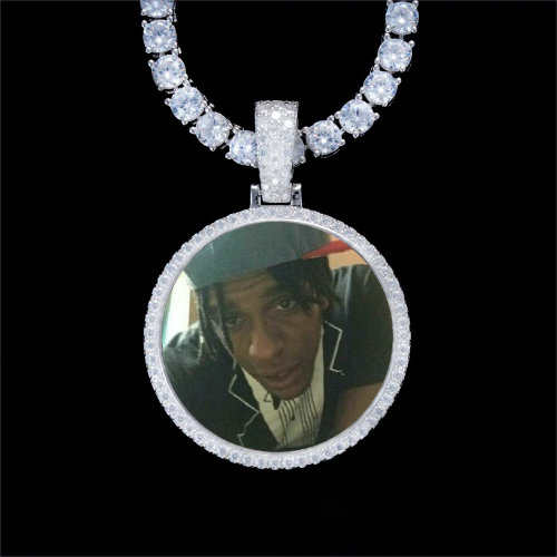 925S & VVS Moissanite 3D Circle Custom Picture Pendant