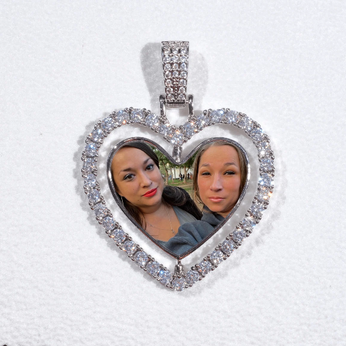 3D Spinning 2-Faced Heart Custom Picture Pendant