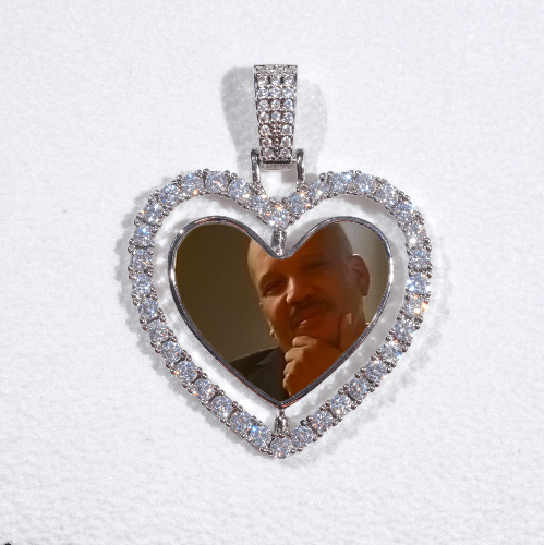 3D Spinning 2-Faced Heart Custom Picture Pendant