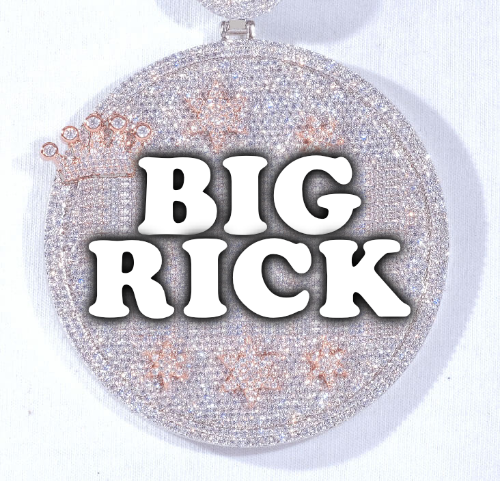 CUSTOM LETTER NECKLACE 3D BIG CROWN DISC
