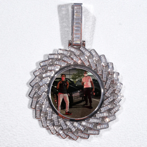 Large 3D Baguette Custom Picture Pendant