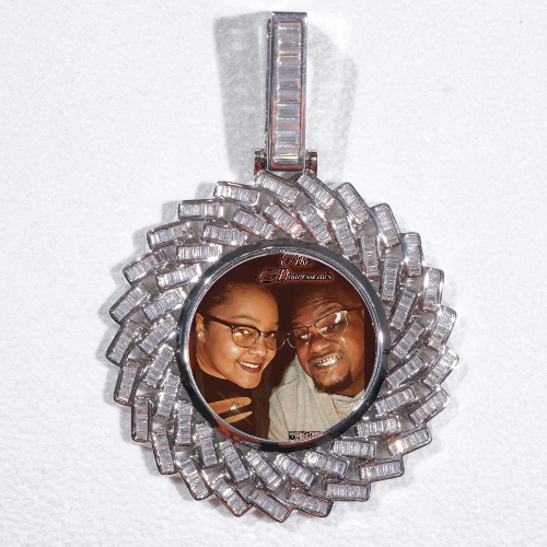 Large 3D Baguette Custom Picture Pendant