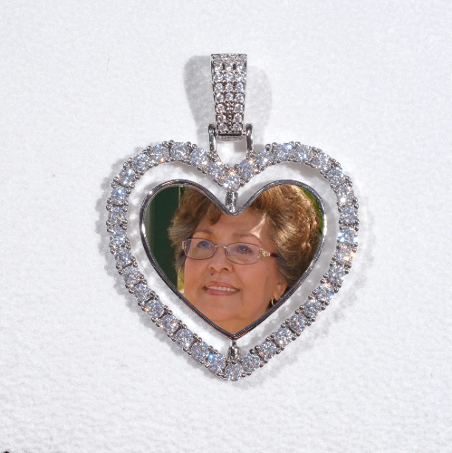 3D Spinning 2-Faced Heart Custom Picture Pendant