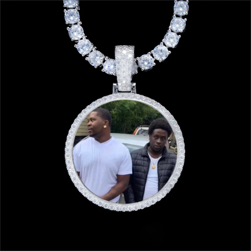 925S & VVS Moissanite 3D Circle Custom Picture Pendant