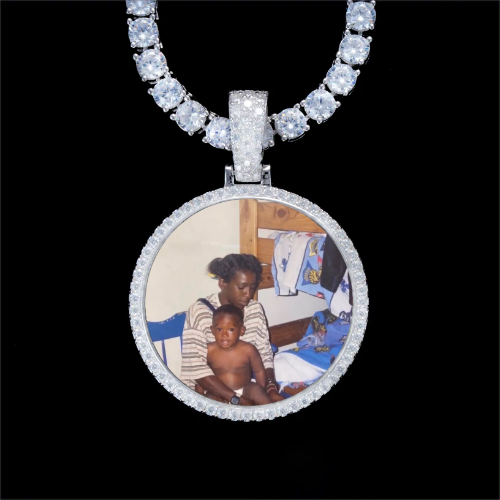 925S & VVS Moissanite 3D Circle Custom Picture Pendant