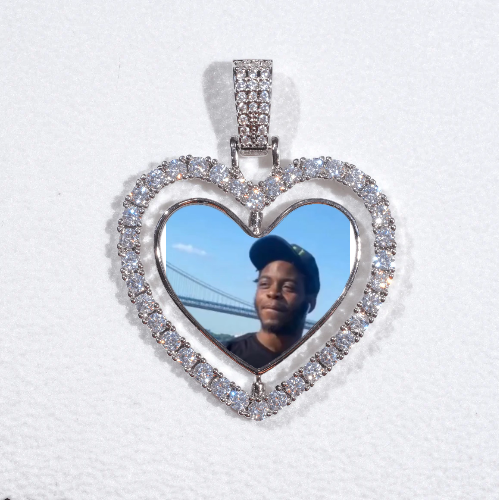 3D Spinning 2-Faced Heart Custom Picture Pendant