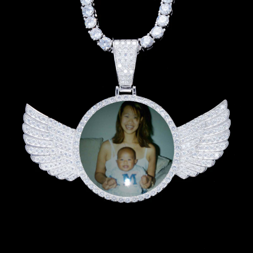 925S & VVS Moissanite 3D Wing Custom Picture Pendant