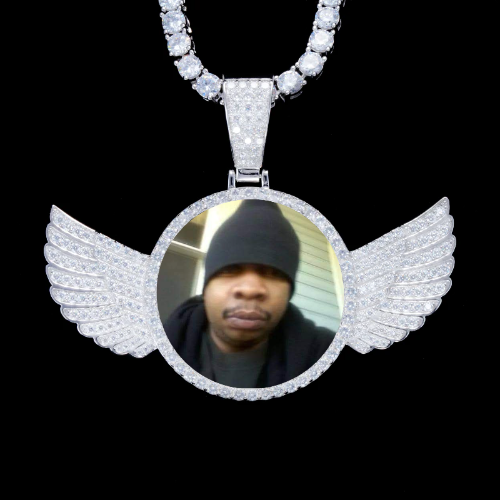 925S & VVS Moissanite 3D Wing Custom Picture Pendant