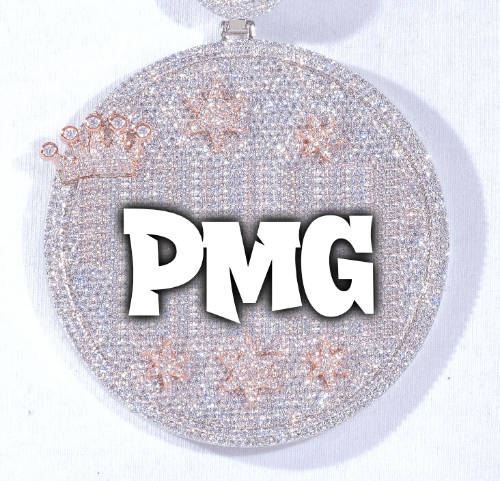 CUSTOM LETTER NECKLACE 3D BIG CROWN DISC