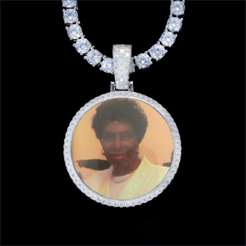 925S & VVS Moissanite 3D Circle Custom Picture Pendant