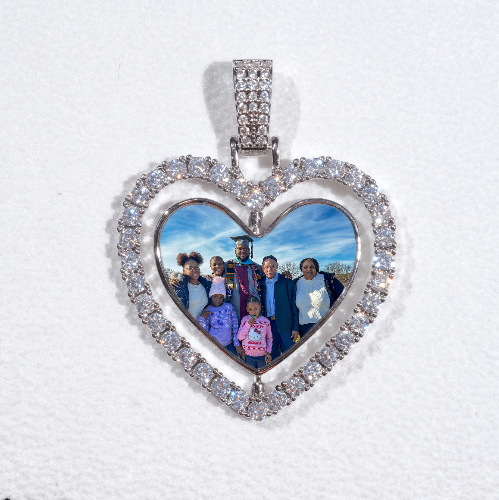 3D Spinning 2-Faced Heart Custom Picture Pendant