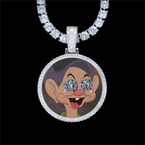 925S & VVS Moissanite 3D Circle Custom Picture Pendant