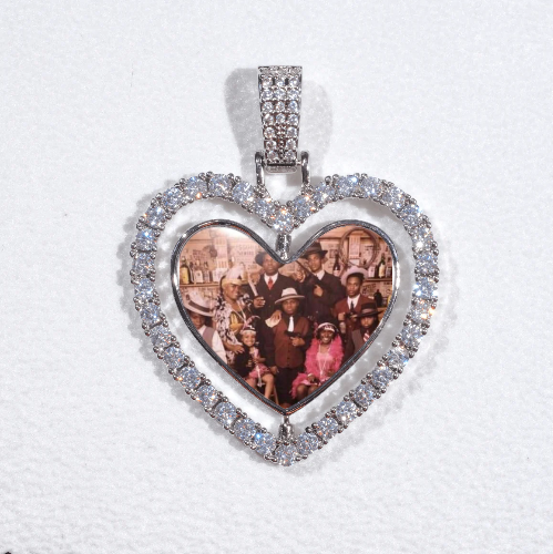 3D Spinning 2-Faced Heart Custom Picture Pendant