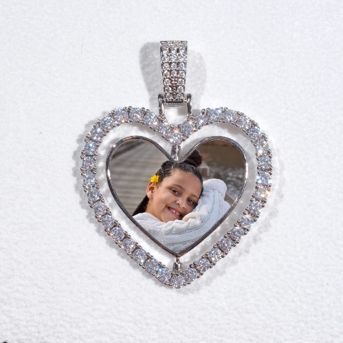 3D Spinning 2-Faced Heart Custom Picture Pendant