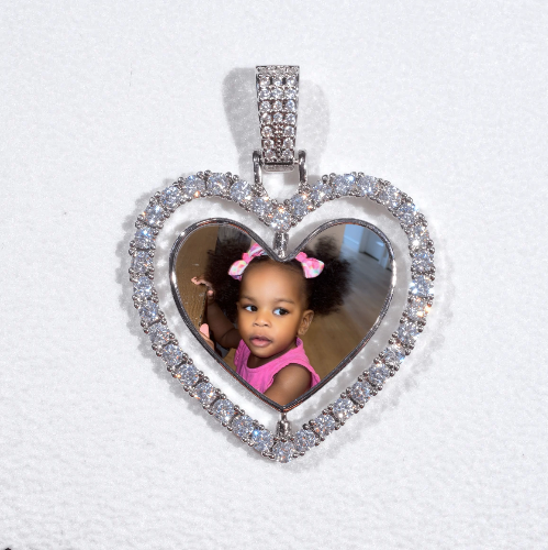 3D Spinning 2-Faced Heart Custom Picture Pendant
