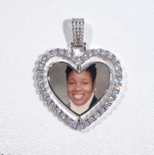 3D Spinning 2-Faced Heart Custom Picture Pendant
