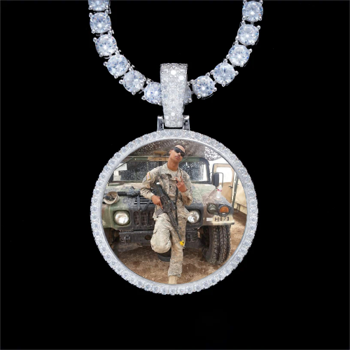 925S & VVS Moissanite 3D Circle Custom Picture Pendant