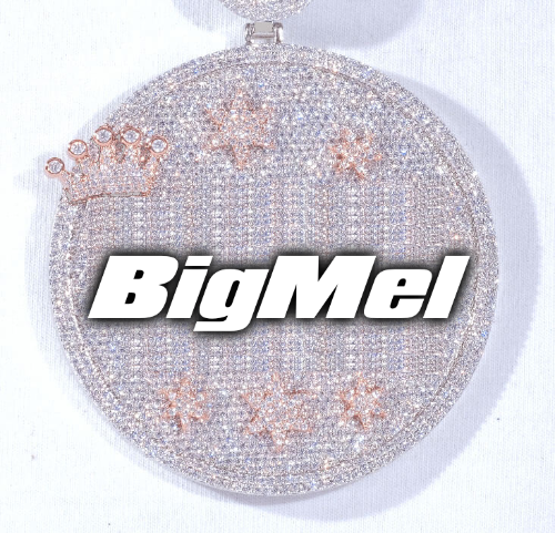 CUSTOM LETTER NECKLACE 3D BIG CROWN DISC