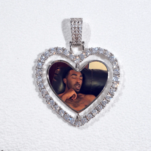 3D Spinning 2-Faced Heart Custom Picture Pendant