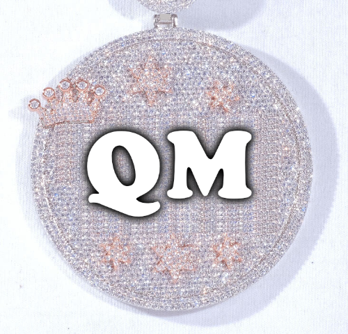 CUSTOM LETTER NECKLACE 3D BIG CROWN DISC