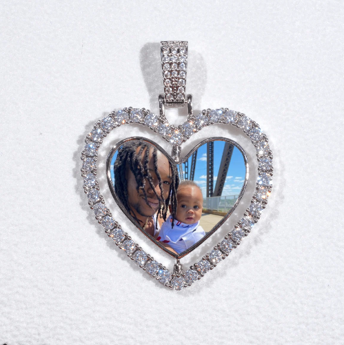 3D Spinning 2-Faced Heart Custom Picture Pendant