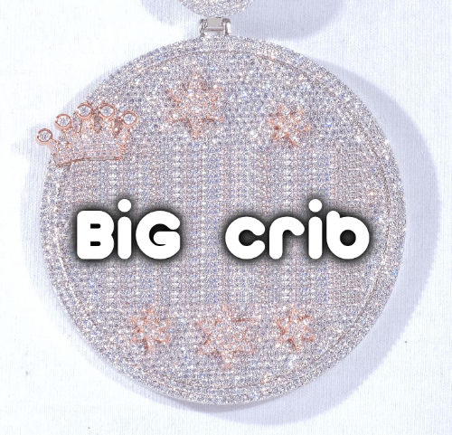 CUSTOM LETTER NECKLACE 3D BIG CROWN DISC